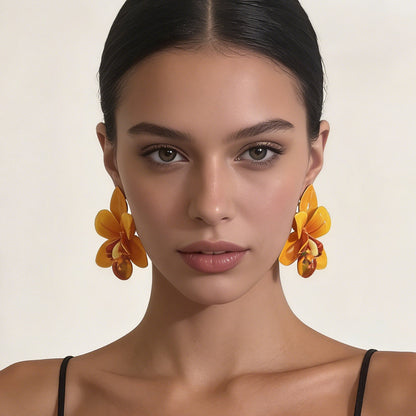 Earrings Boho Fabric Flower Lightweight Vacation Ready
