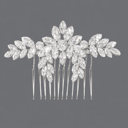Vintage Floral Zircon Hair Comb Elegant Bridal Headpiece