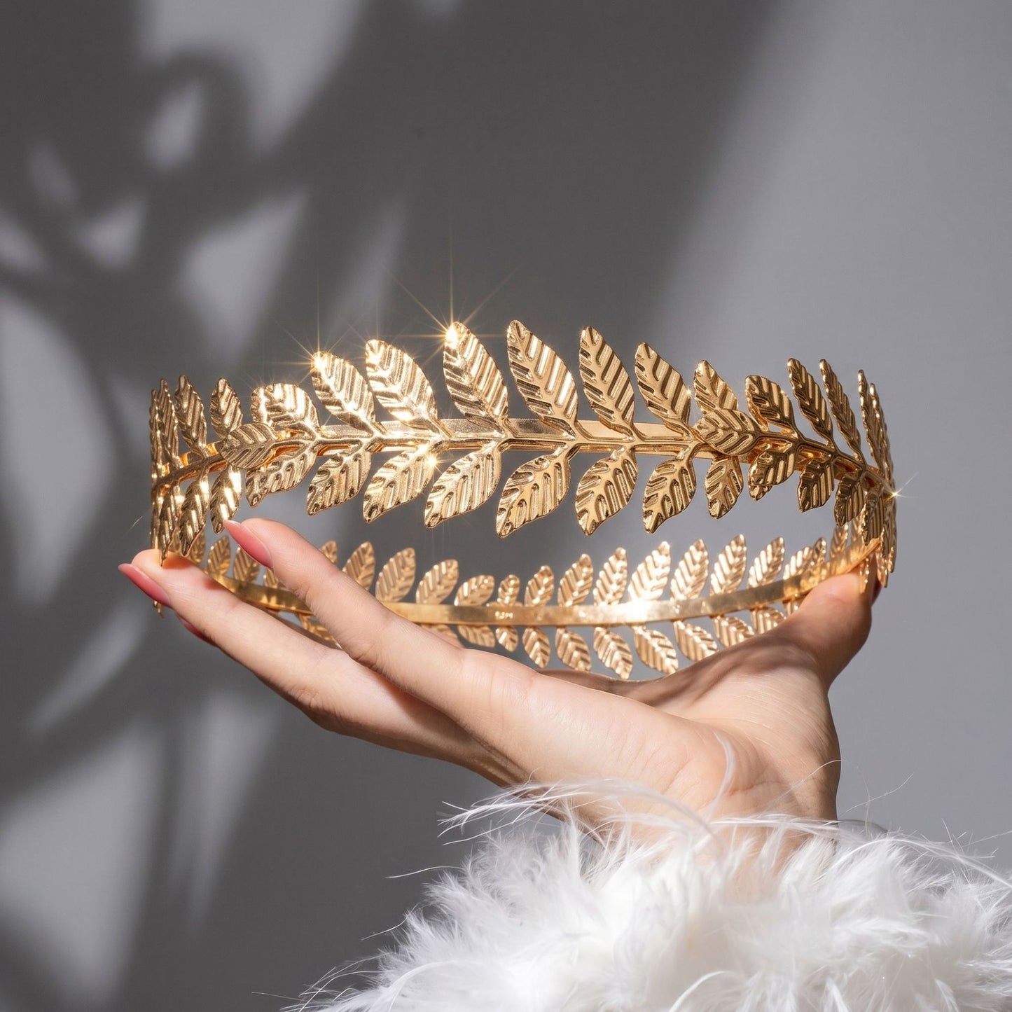 Vintage Greek-Style Gold Olive Leaf Crown Headband for Brides