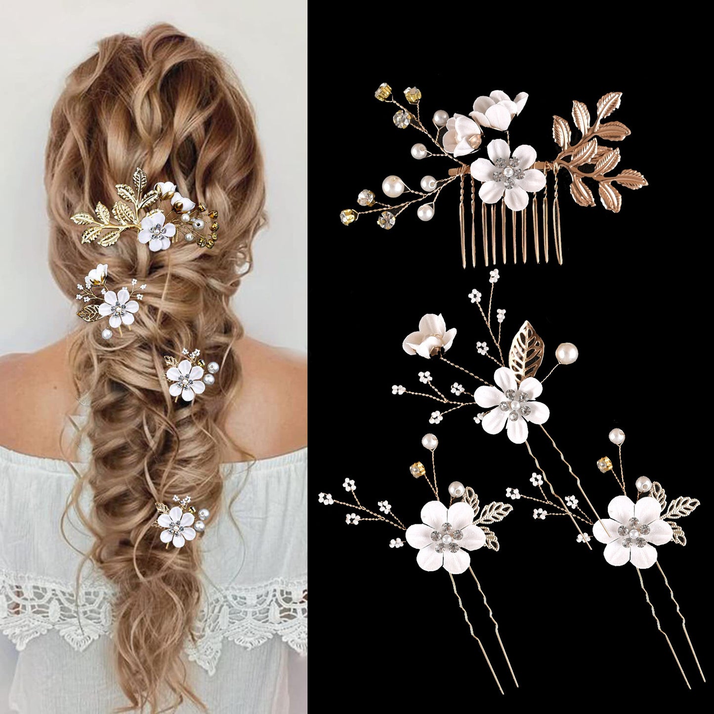 Colorful Floral Bride Wedding Hairpiece Set