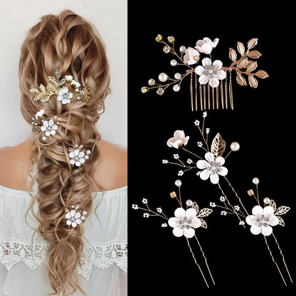 Colorful Floral Bride Wedding Hairpiece Set