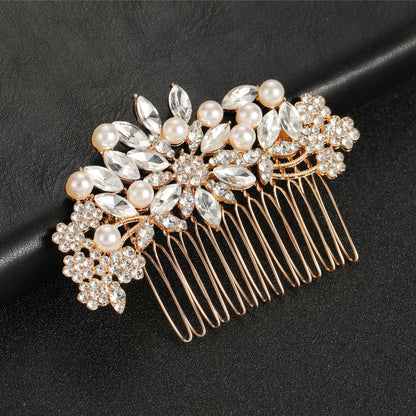 Minimalist Pearl Rhinestone Wedding Hair Comb
