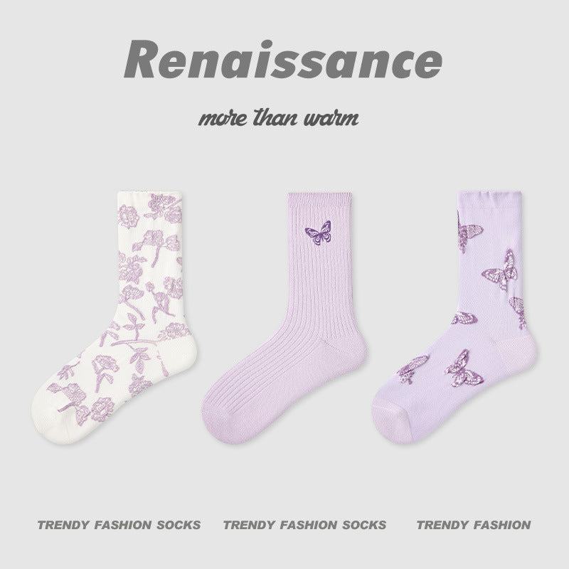 Socks Renaissance Animal Cartoon Combed Cotton Casual