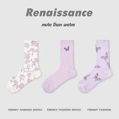 Socks Renaissance Animal Cartoon Combed Cotton Casual