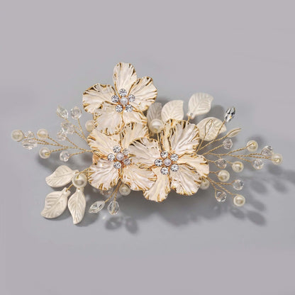 Exquisite Pearl and Crystal Flower Headpiece for Bridal Photoshoots