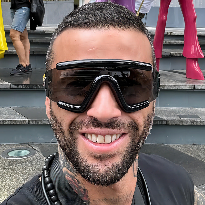 Trendy Oversized Cycling Sunglasses UV400 Protection Fashionable Eyewear