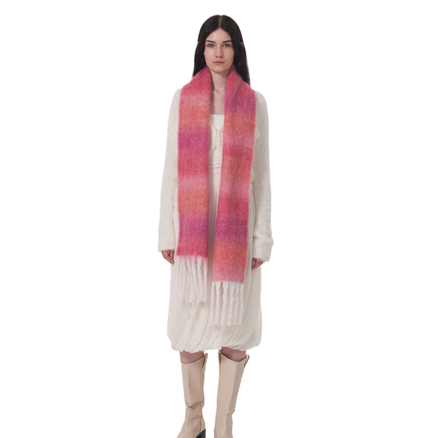 Gradient Wool Scarf for Women Elegant Casual Winter Wear