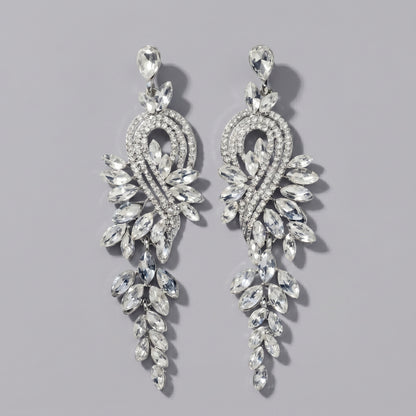 Vintage Floral Alloy Rhinestone Earrings Elegant Daily Drops