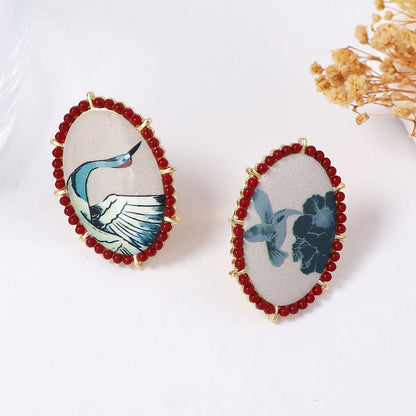 Alloy Adjustable Ring Vintage Bird And Flowers Boho