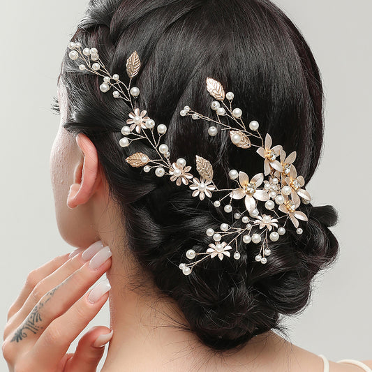Gold Leaf Flower Headband Wedding Hair Accessory