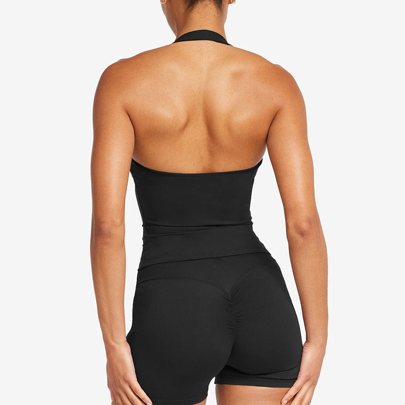 Crossback Sports Tank Top with Removable Pads for Gym and Yoga