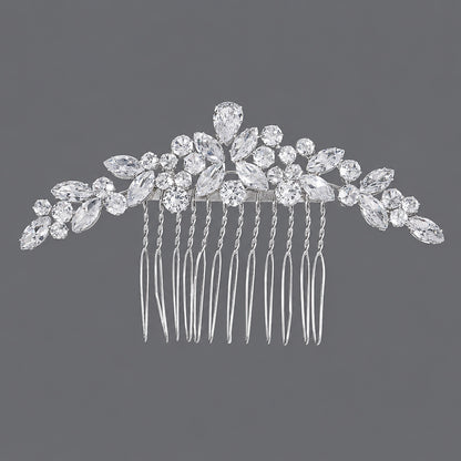 Vintage Floral Zircon Hair Comb Elegant Bridal Headpiece