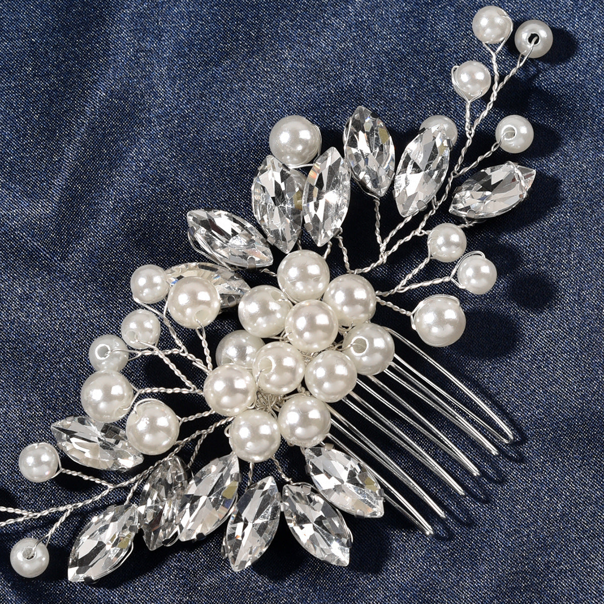 Bridal Pearl Rhinestone Hair Comb Wedding Hairpiece