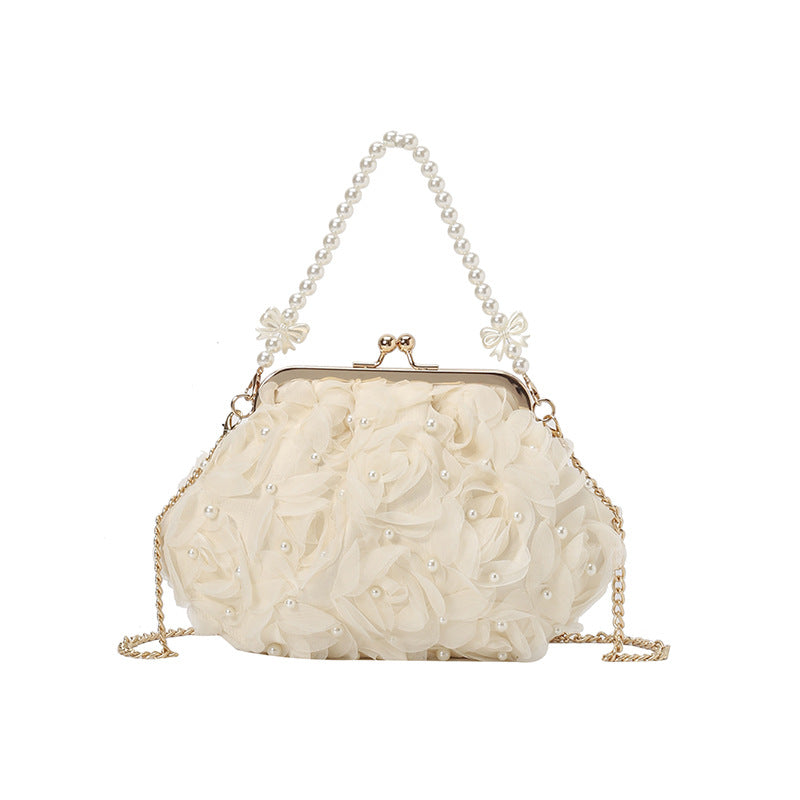 Trendy Floral Pearl Shoulder Bag Stylish Casual Crossbody Bag