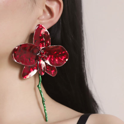 Statement Enamel Flower Dangle Earrings Resort Chic
