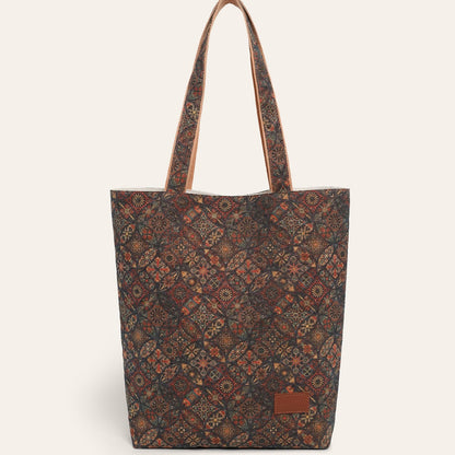 Fashionable Multifunctional Retro Print Cork Shoulder Tote Bag