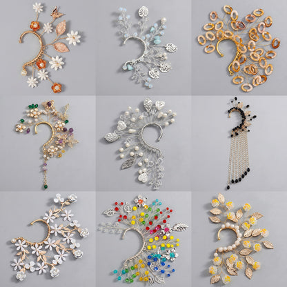 Handcrafted Pearl and Crystal Floral Earrings - Elegant and Versatile Accessories