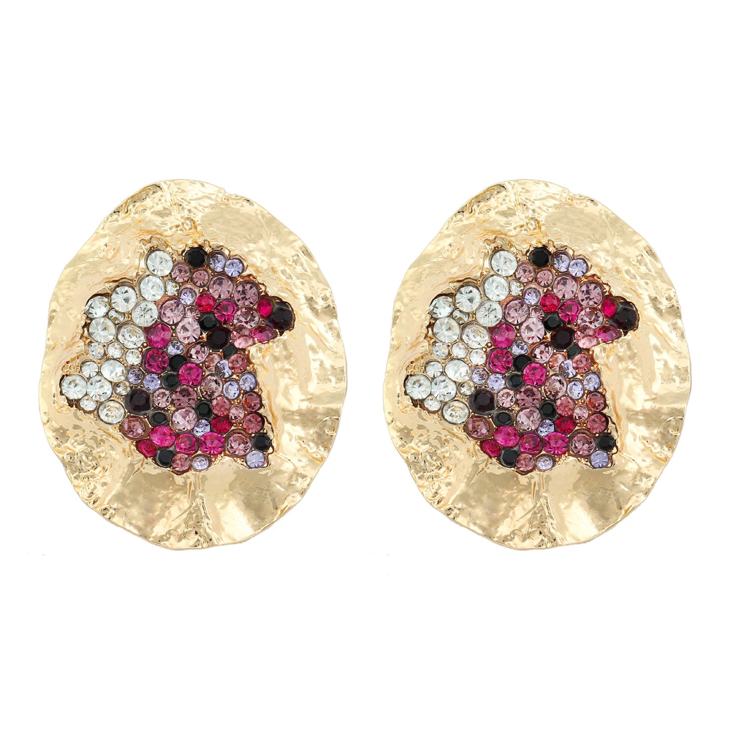 Earrings Oval Geometric Statement Colorful Crystal