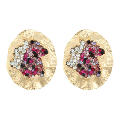 Earrings Oval Geometric Statement Colorful Crystal