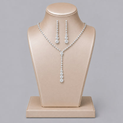 Elegant Crystal Jewelry Set with Necklace and Earrings for Parties