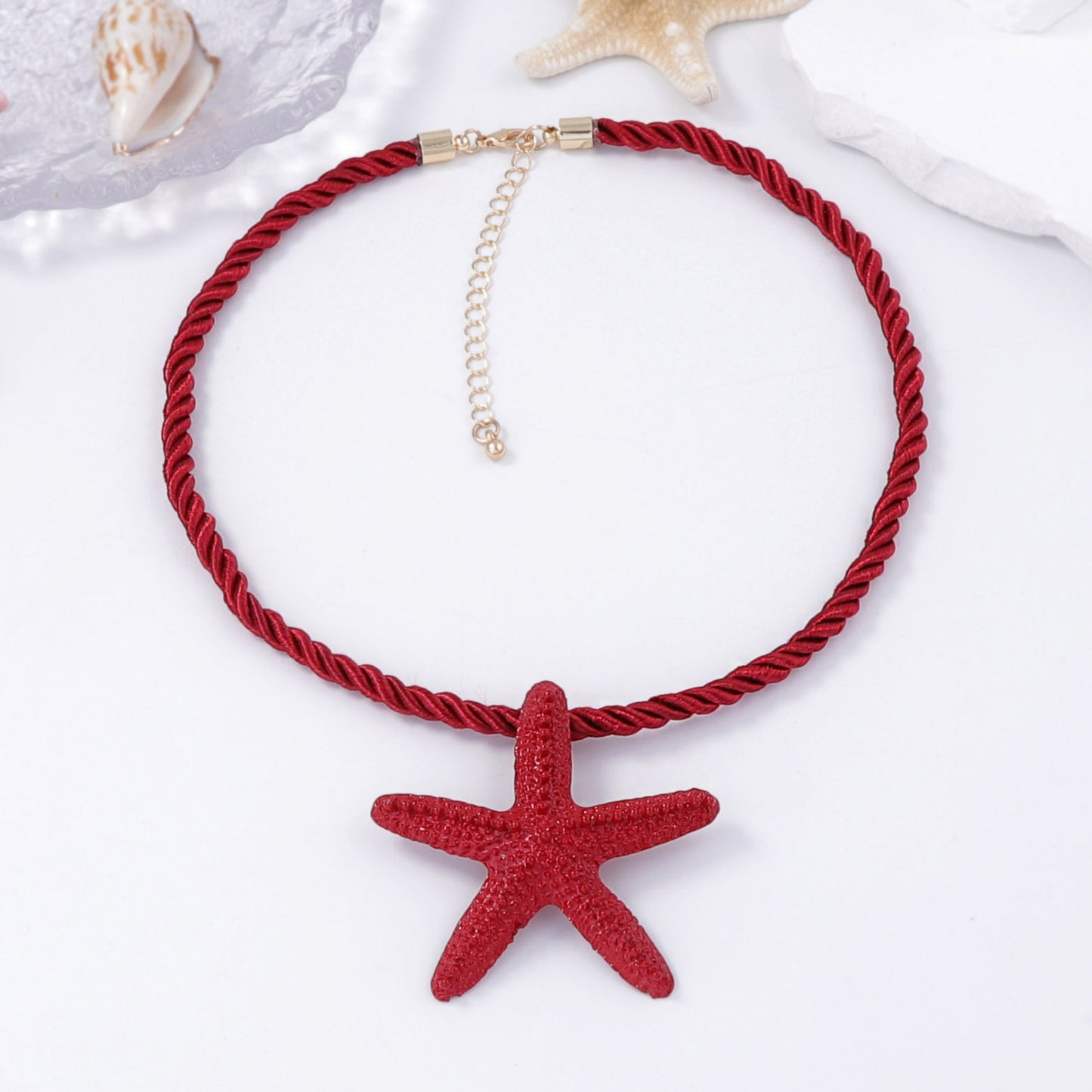 Alloy Starfish Pendant Necklace Beach Casual Layering