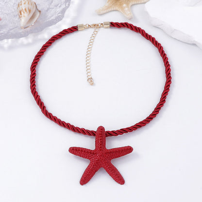 Alloy Starfish Pendant Necklace Beach Casual Layering
