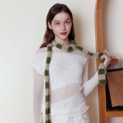 Trendy Striped Knit Scarf for Women - Versatile Chic Autumn/Winter Accessory