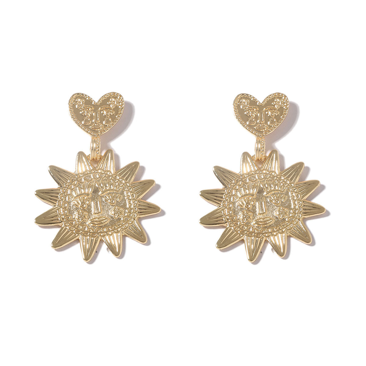 Alloy Sunflower Heart Dangle Earrings Minimal Trendy