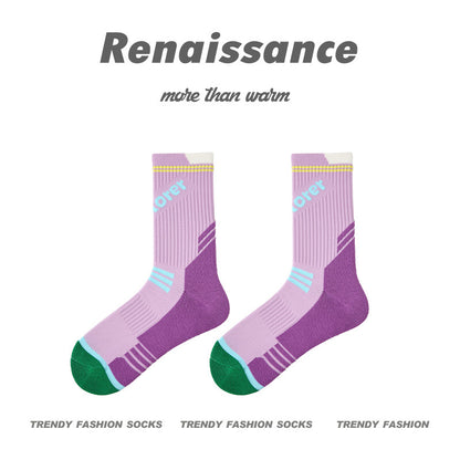 Athletic Colorblock Mid Calf Moisture Wicking Socks