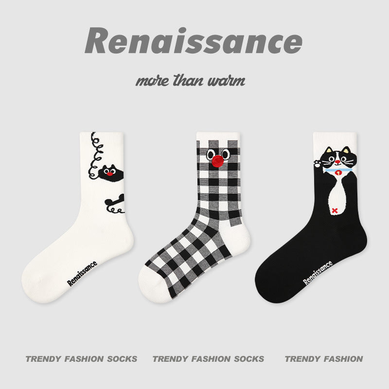 Socks Renaissance Animal Cartoon Combed Cotton Casual