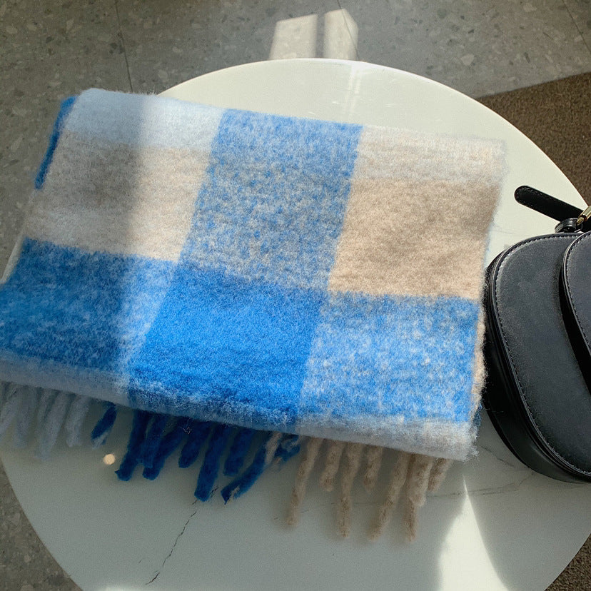 Trendy Plaid Scarf Plush Warm Women’s Shawl