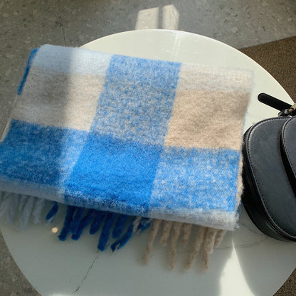 Trendy Plaid Scarf Plush Warm Women’s Shawl