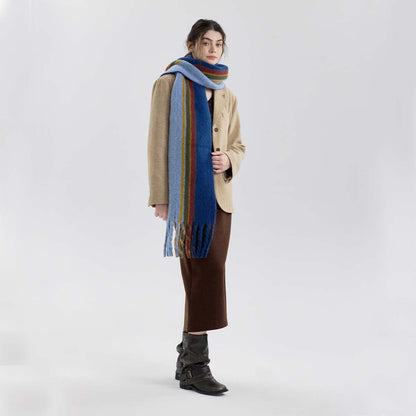 Vintage Wool Blend Plaid Scarf for Women - Warm and Cozy