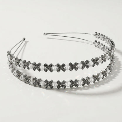 Luxury Rhinestone Headband Double Layer Handmade Crystal Hair Accessories