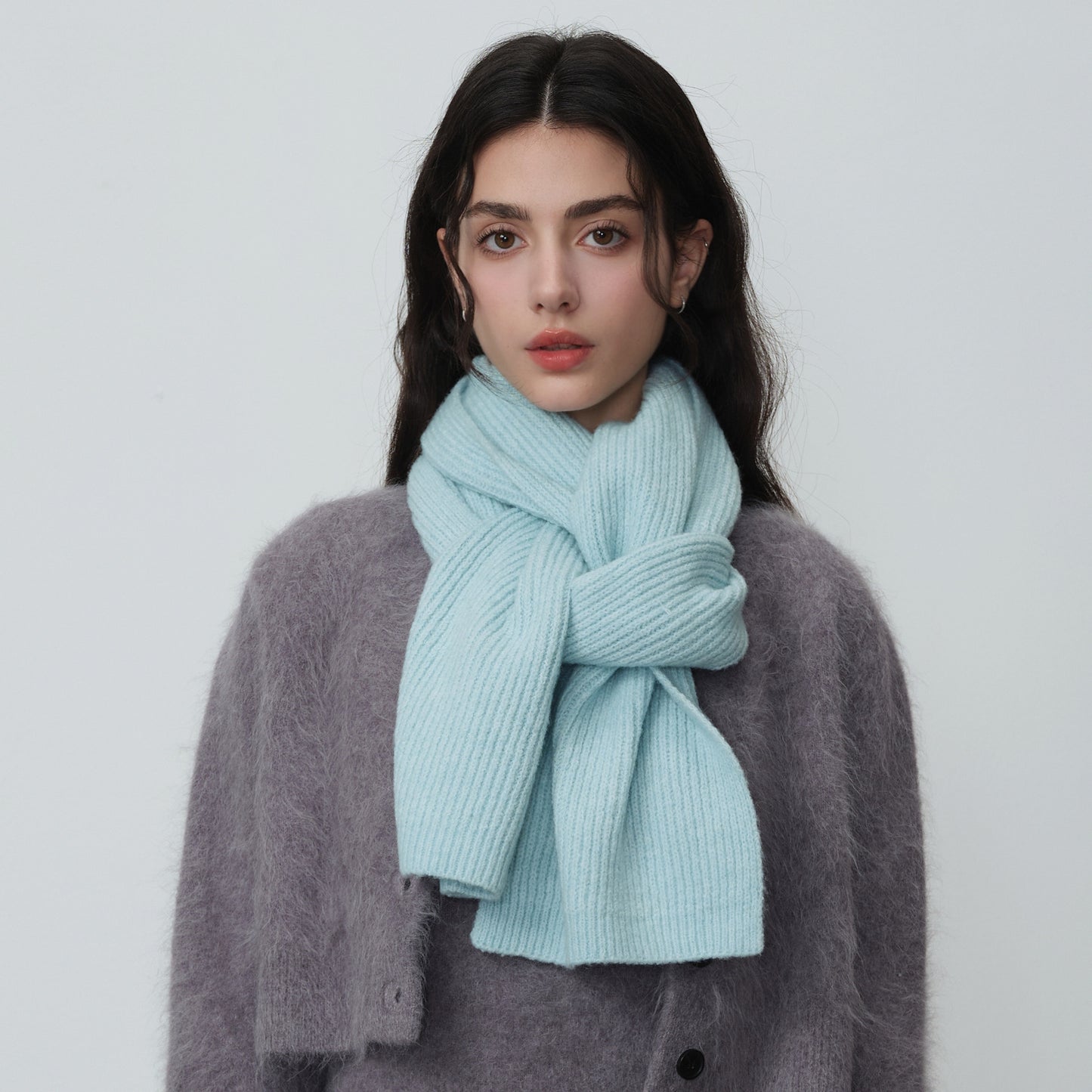 Wool Blend Knitted Scarf Soft Warm Cozy Fashionable Neck Warmer