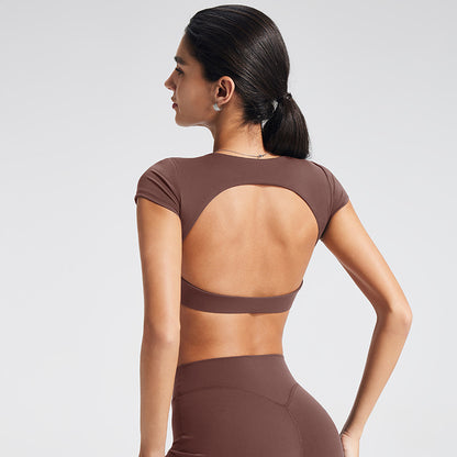 Crossbody High-Intensity Fitted Yoga Top with Open Back