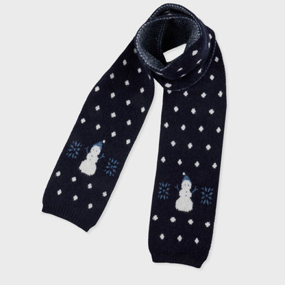 Cartoon Snowman Knitted Scarf Winter Warmth Casual Style