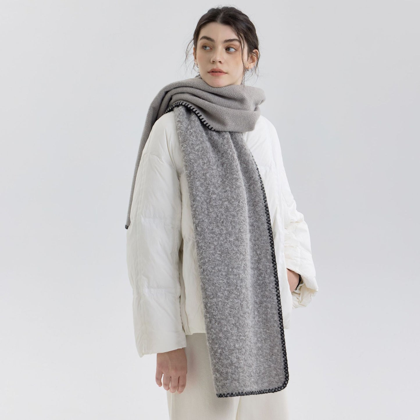 Simple Solid Color Wool Blend Scarf for Women - Cozy Winter Wrap