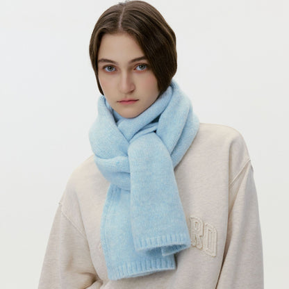 Fashionable Wool Blend Solid Color Knitted Scarf for Men and Women