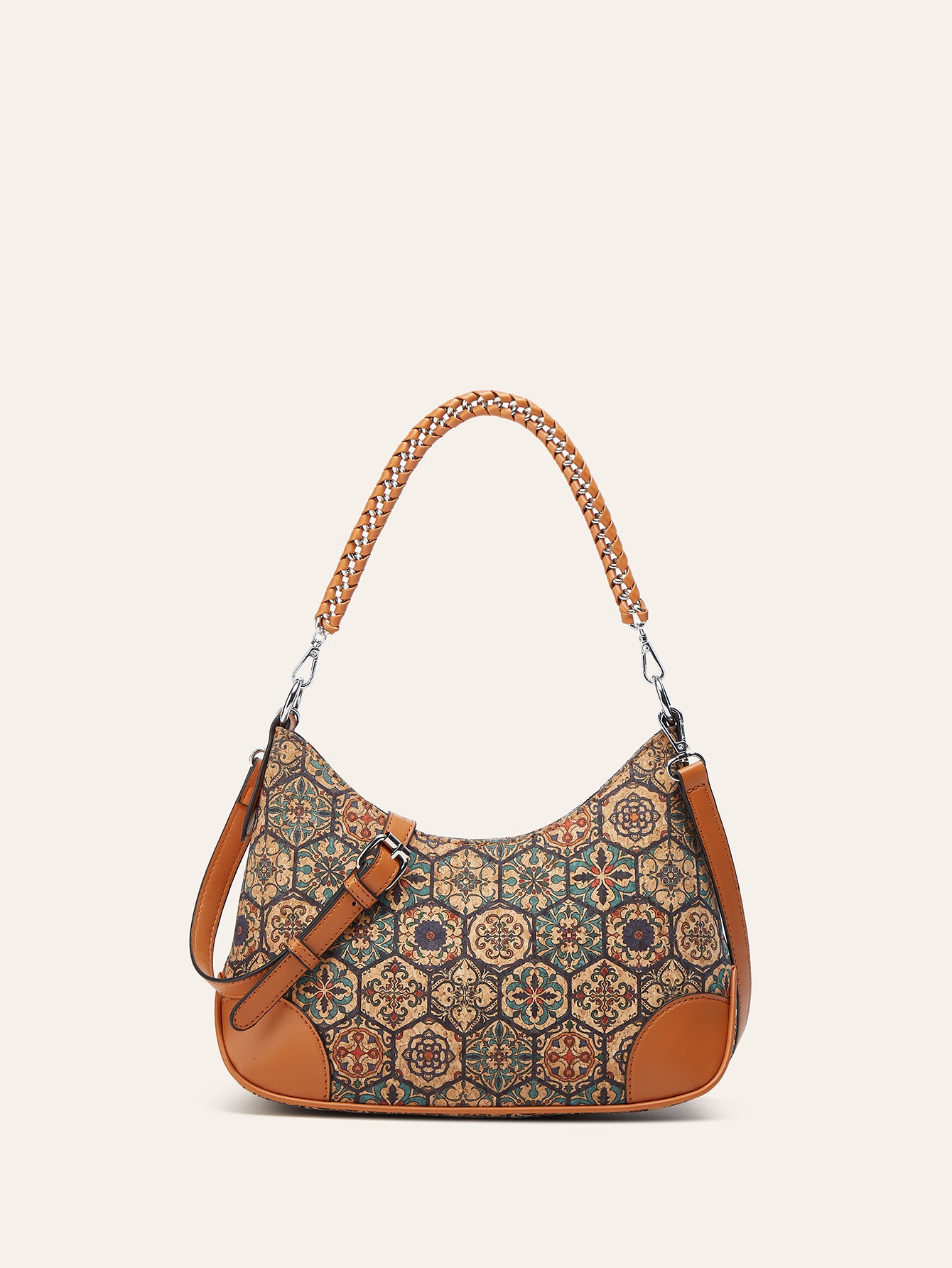 Trendy Ethnic-Inspired Cork Shoulder Bag