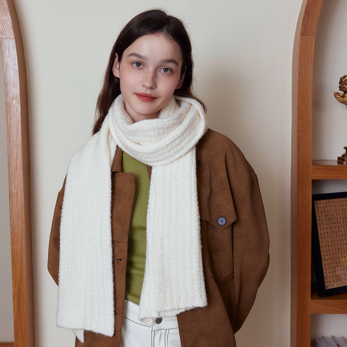 Plain Color Wool Knit Scarf Stylish Warm Unisex Winter Cozy Scarf