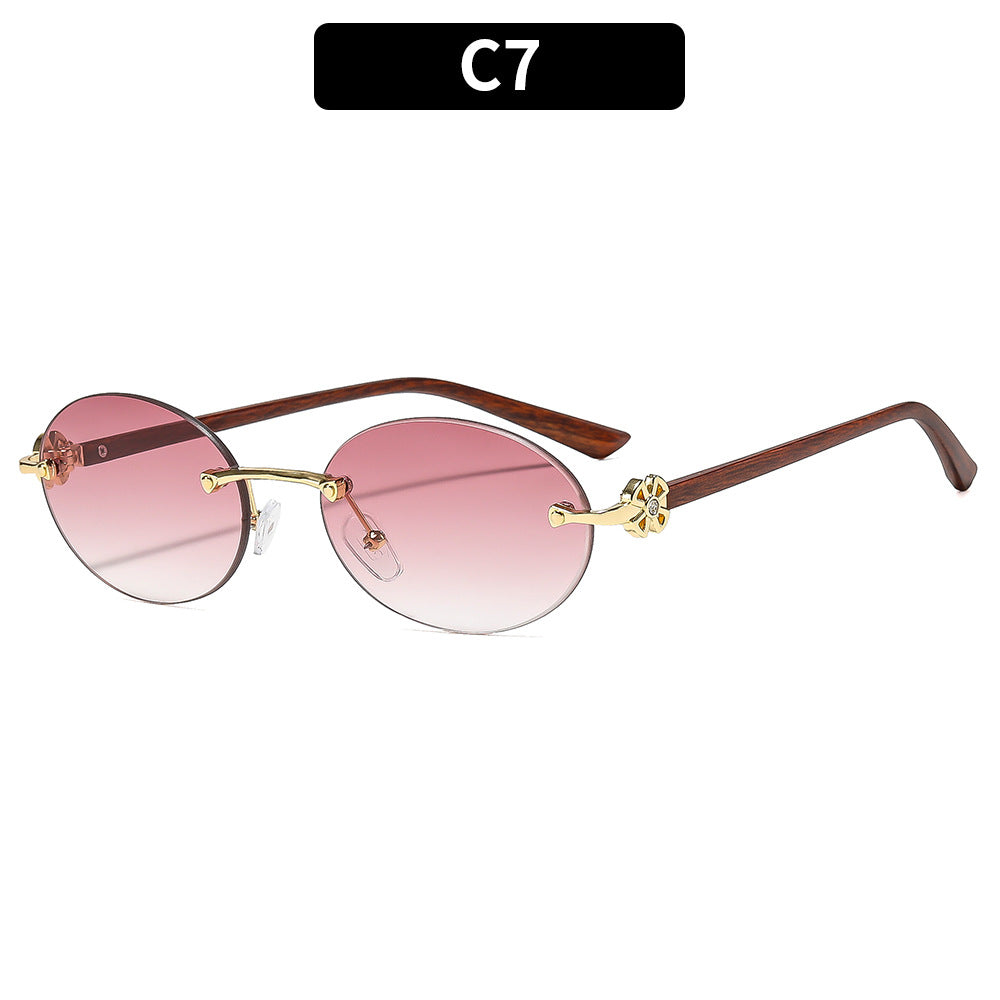 Oval Rimless Fashion Sunglasses UV400 Protection for Outdoor Activities