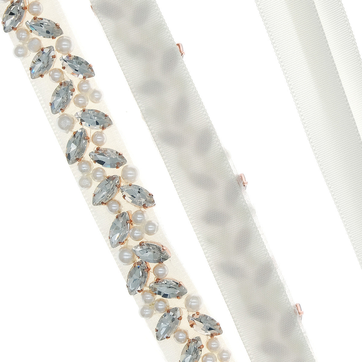 Simplistic Pearl Rhinestone Waist Belt for Bridal Dresses