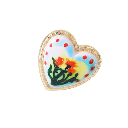 Zinc Alloy Floral Heart Adjustable Open Ring Boho Chic