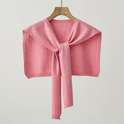 Stylish Knitted Solid Color Openwork Shawl for All Seasons