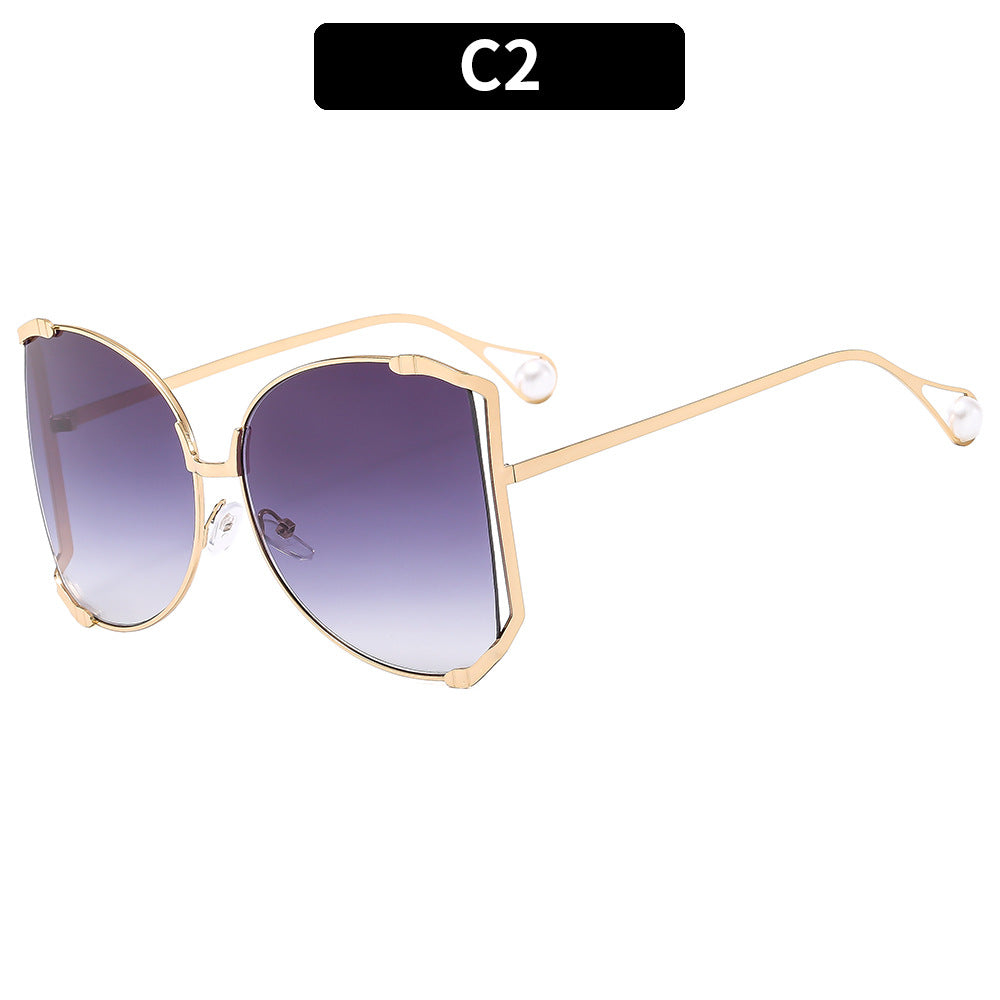 New Oversized Metal Frame Sunglasses UV400 Protection Stylish Eyewear