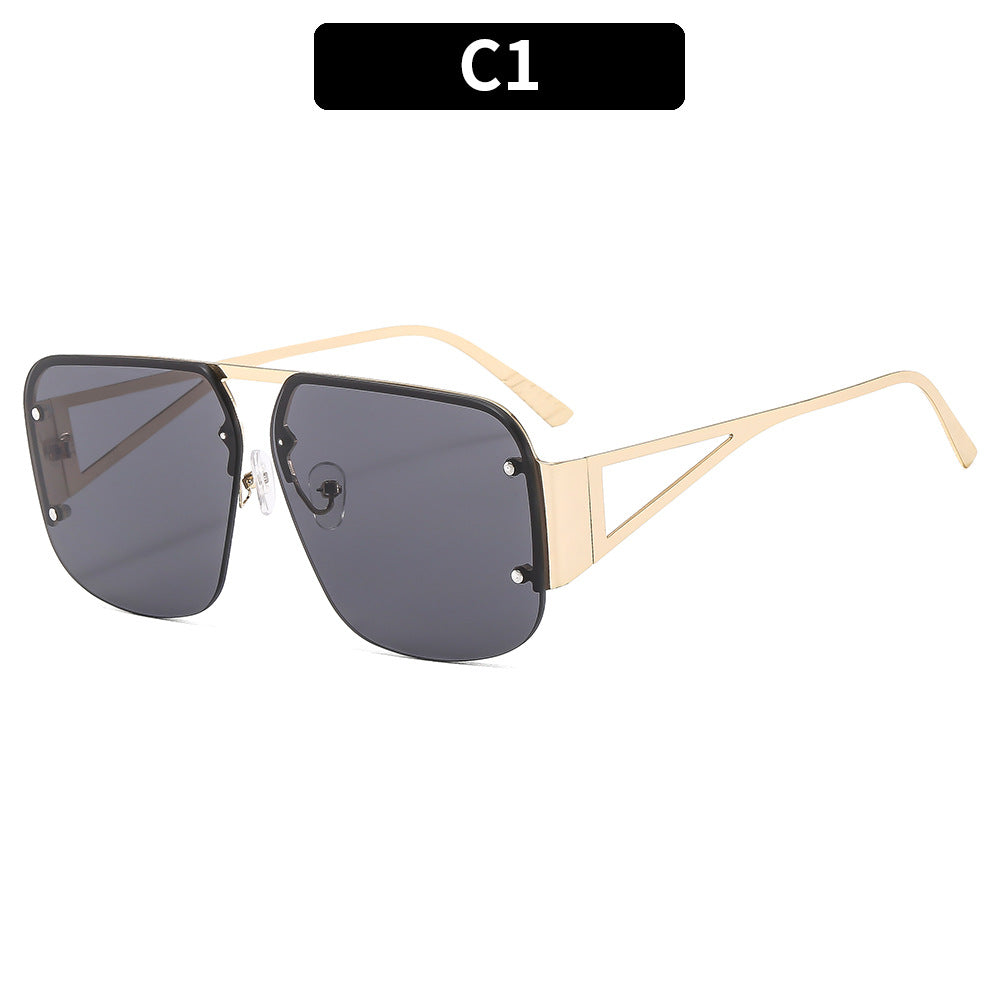Stylish Metal Half-Rim Sunglasses Trendy Unisex UV400 Protection