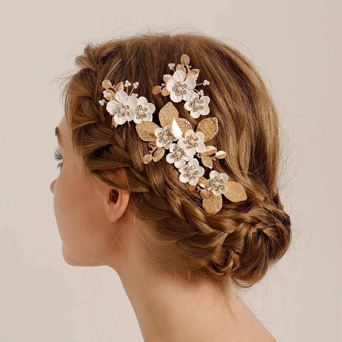 Vintage Floral Leaf Hair Comb Set for Brides and Events