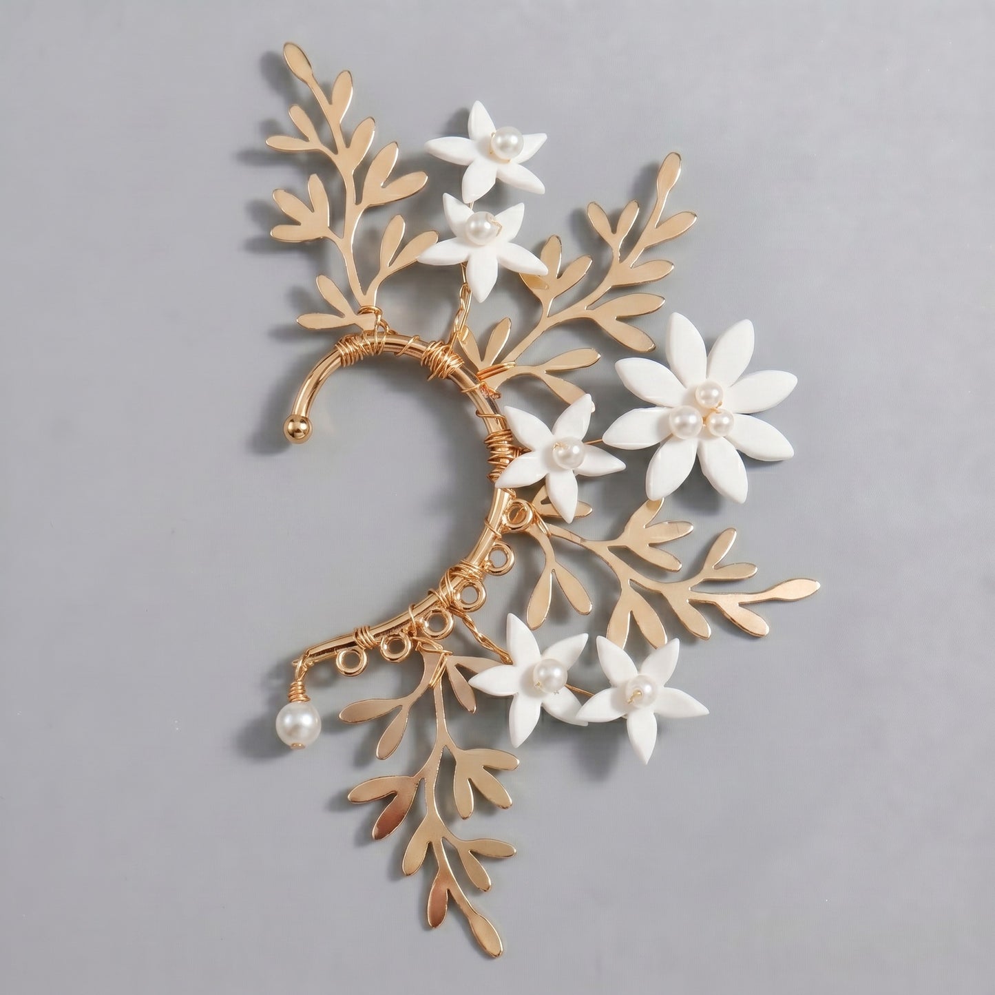 Handcrafted Pearl and Crystal Floral Earrings - Elegant and Versatile Accessories