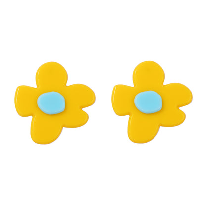 Acrylic Cartoon Flower Stud Earrings Lightweight Commuter